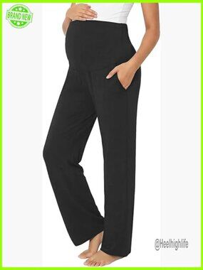 Maternity Pajama Pants Viscose Wide Leg Stretchy Sleepwear with Pockets
